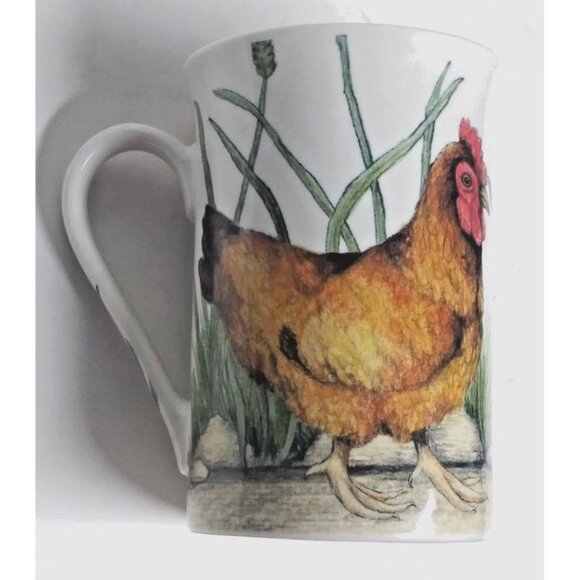 Kent Pottery coffee mug Rooster Chicken Hen country Animals 4" farmhouse style - Picture 5 of 7